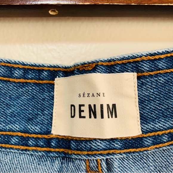 Sezane Denim Ankle Raw Hem Wide Leg Blue Jeans size 38 - Picture 2 of 9